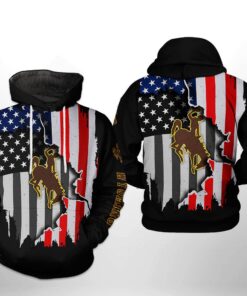 Wyoming Cowboys Ncaa Us Flag 3D All Over Print Hoodie, Zip-Up Hoodie