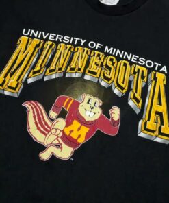 Y2K University Of Minnesota With Mascot Goldy Gopher Shirt Full Size, Minnesota Gophers University Football Fan Shirt
