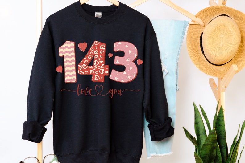 143 I Love You Shirt, Unisex Valentine 143 Sweatshirt, Valentine's Day Gift For Him and Her, Retro Valentine Day Sweater, Valentine Gifts Idea - Image 2