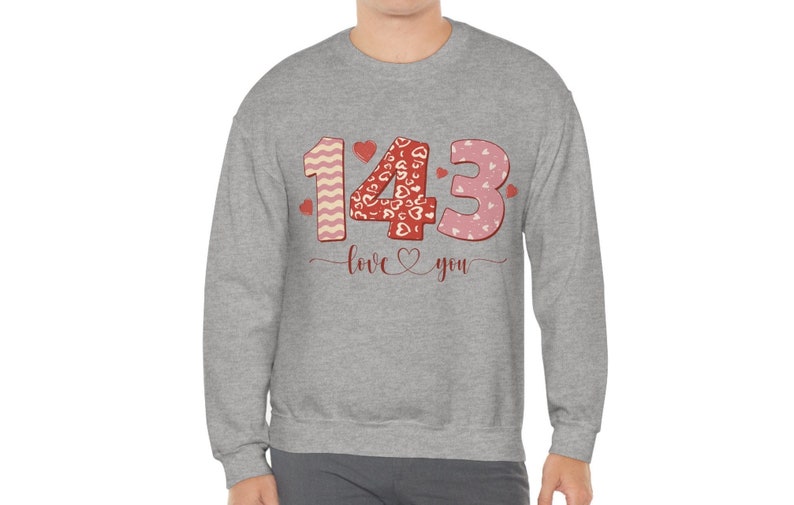 143 I Love You Shirt, Unisex Valentine 143 Sweatshirt, Valentine's Day Gift For Him and Her, Retro Valentine Day Sweater, Valentine Gifts Idea - Image 3