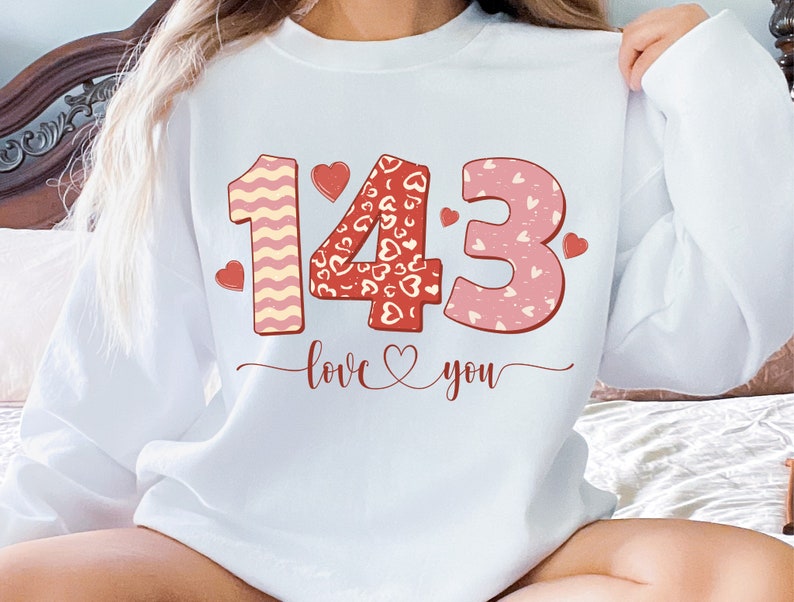 143 I Love You Shirt, Unisex Valentine 143 Sweatshirt, Valentine's Day Gift For Him and Her, Retro Valentine Day Sweater, Valentine Gifts Idea - Image 4