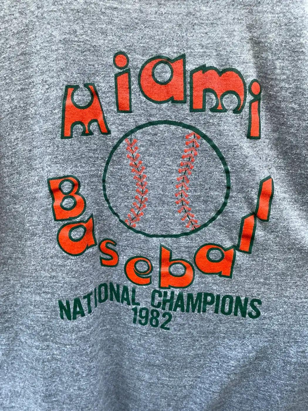 1982 University Of Miami Baseball National Champions T-Shirt Sweatshirt Pullover Hoodie Reprinted Full Color Full Size Gift For NCAA Fans