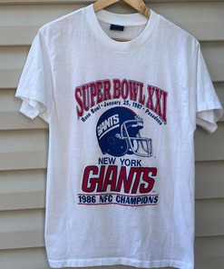 1986 New York Giants Nfc Champs T Tshirt Pullover Hoodie Crewneck Sweatshirt Reprinted Full Color Full Size Gifts For NFL Fans