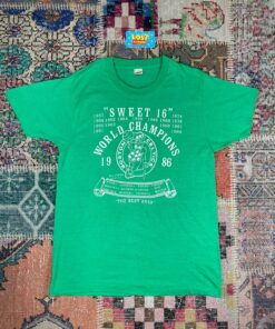 1986 Vintage Style NBA Boston Celtics Sweet 16 Basketball Tshirt Pullover Hoodie Crewneck Sweatshirt Reprinted Full Color Full Size Gifts for NBA Fans