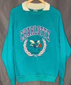 1988 Charlotte Hornets Collared Sweater Large Vintage Tshirt Hoodie Crewneck Sweatshirt Reprinted Full Color Full Size Gifts for NBA Fans