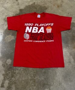 1990 Portland Trail Blazers Playoffs Tshirt Sweatshirt Hoodie Crewneck Sweatshirt Pullover Reprinted Full Color Full Size Gifts for NBA Fans