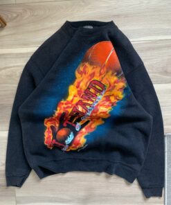 1990s Hot Hand Flames Basketball, Tshirt Hoodie Crewneck Sweatshirt Reprinted Full Color Full Size Gifts for NBA Fans