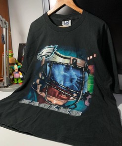 1990s NFLP Eagles Helmet Tshirt Pullover Hoodie Crewneck Sweatshirt Reprinted Full Color Full Size Gifts For NFL Fans
