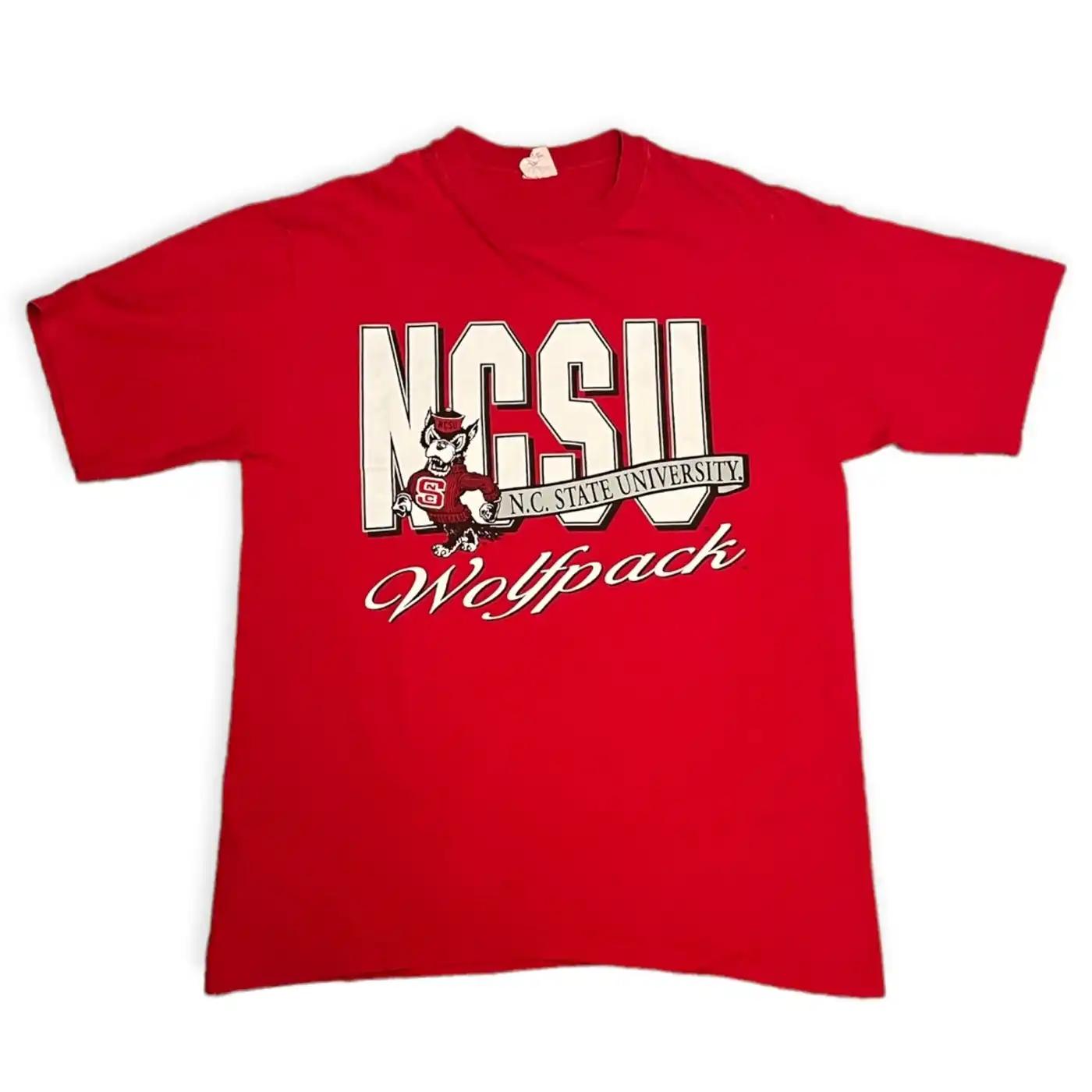 1990s Ncsu North Carolina State University Wolfpack T-Shirt Sweatshirt Pullover Hoodie Reprinted Full Color Full Size Gift For NCAA Fans