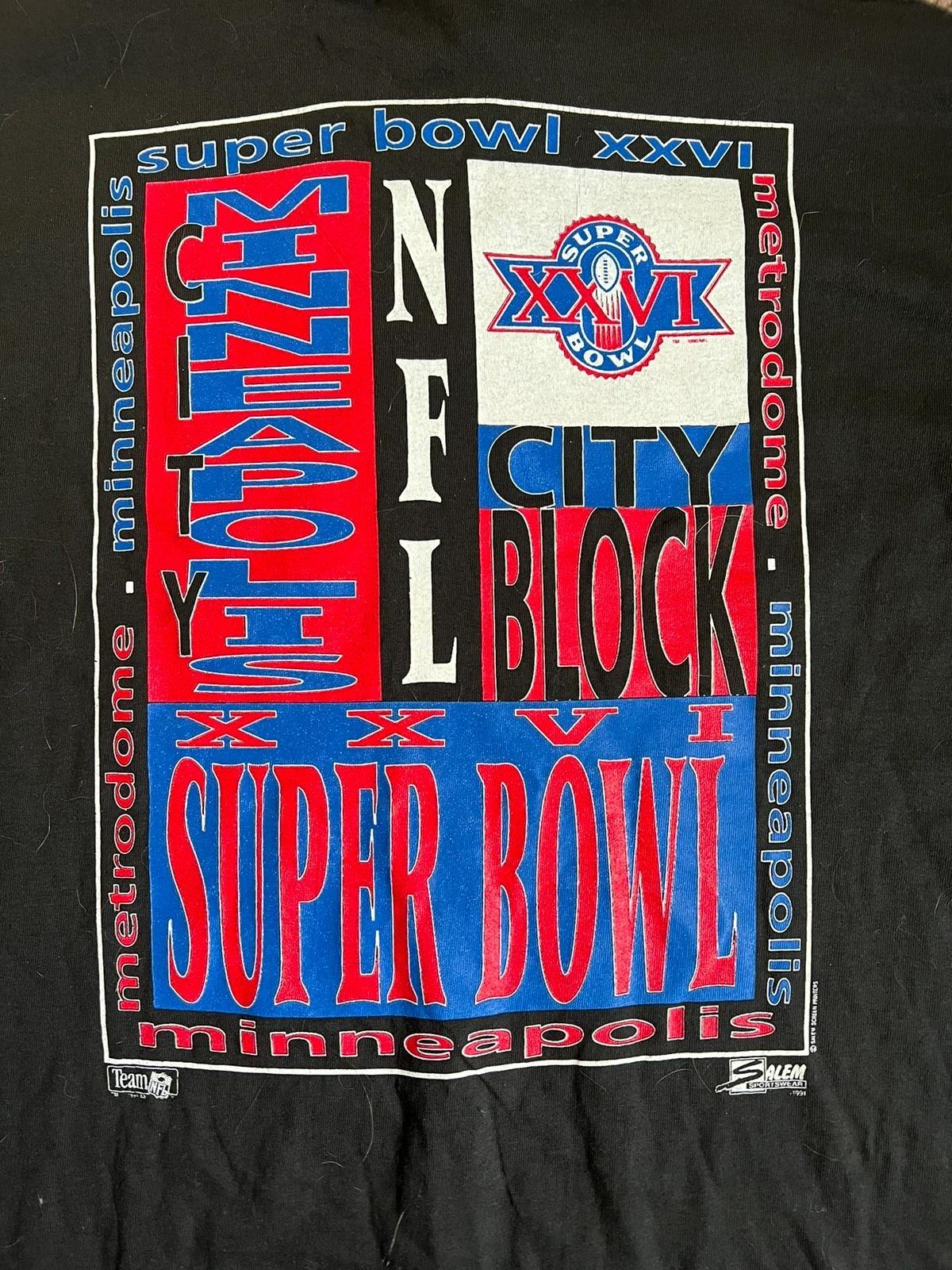 1991 Super Bowl Xxvi City Block Promo Tshirt Pullover Hoodie Crewneck Sweatshirt Reprinted Full Color Full Size Gifts For NFL Fans - Image 2