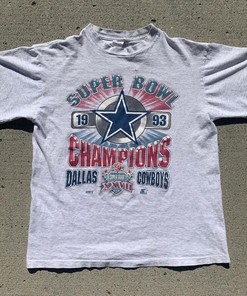 1993 Dallas Cowboys Super Bowl Champions Tshirt Pullover Hoodie Crewneck Sweatshirt Reprinted Full Color Full Size Gifts For NFL Fans