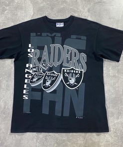 1993 Vintage Los Angeles Raiders Big Fan Logo 90s Tshirt Pullover Hoodie Crewneck Sweatshirt Reprinted Full Color Full Size Gifts For NFL Fans