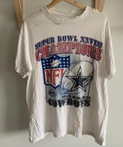 1994 Distressed Dallas Cowboys Super Bowl Xxviii 28 Tshirt Pullover Hoodie Crewneck Sweatshirt Reprinted Full Color Full Size Gifts For NFL Fans