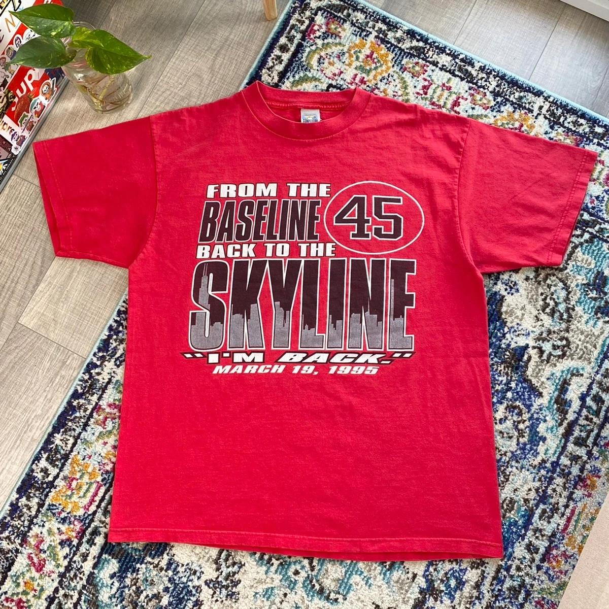 1995 Michael Jordan "I'M Back" #45 Tshirt Hoodie Crewneck Sweatshirt Reprinted Full Color Full Size Gifts for NBA Fans