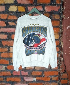 1995 Vintage Style NFL Chargers Champions Conference Tshirt Pullover Hoodie Crewneck Sweatshirt Reprinted Full Color Full Size Gifts For NFL Fans