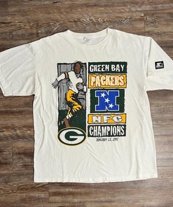 1997 Green Bay Packer Nfc Football Champions Starter Tshirt Pullover Hoodie Crewneck Sweatshirt Reprinted Full Color Full Size Gifts For NFL Fans