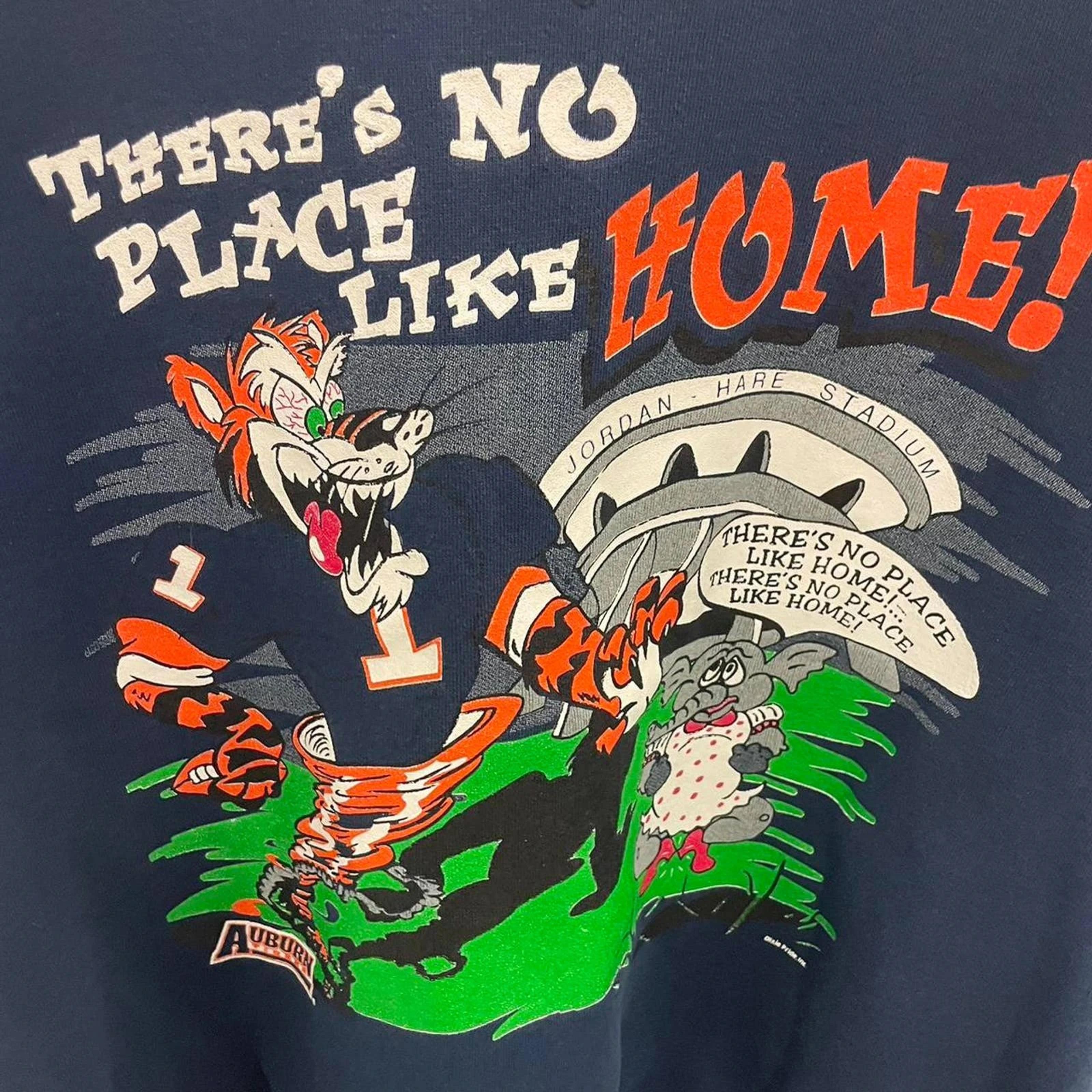 1997 Vintage Style Russell Athletic Auburn Tigers Hoodie T-Shirt Sweatshirt Full Size - Image 2