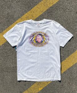 2002 NBA Los Angeles Lakers Chick Hearn Memorial Tshirt Pullover Hoodie Crewneck Sweatshirt Reprinted Full Color Full Size Gifts for NBA Fans