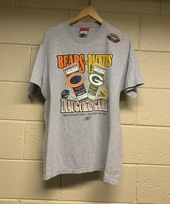 2003 Packers Vs Bears Inaugural Game Tshirt Pullover Hoodie Crewneck Sweatshirt Reprinted Full Color Full Size Gifts For NFL Fans