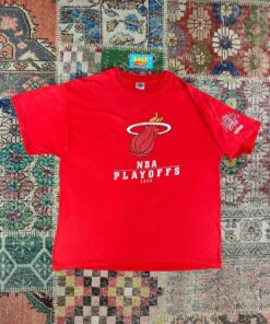 2005 Vintage Style NBA Miami Heat Playoffs Red Zone Tshirt Hoodie Crewneck Sweatshirt Reprinted Full Color Full Size Gifts for NBA Fans