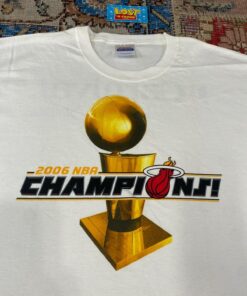 2006 Vintage Style NBA Champions Trophy Miami Heat The Finals Tshirt Hoodie Crewneck Sweatshirt Reprinted Full Color Full Size Gifts for NBA Fans