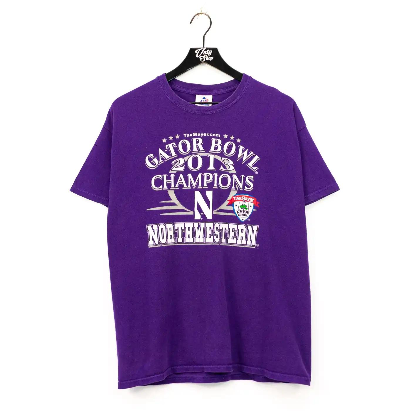 2013 Gator Bowl Champions Northwestern University T-Shirt Sweatshirt Pullover Hoodie Reprinted Full Color Full Size Gift For NCAA Fans
