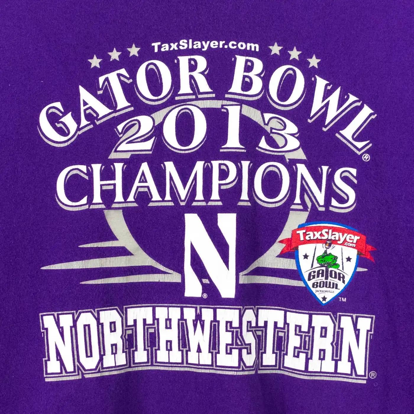 2013 Gator Bowl Champions Northwestern University T-Shirt Sweatshirt Pullover Hoodie Reprinted Full Color Full Size Gift For NCAA Fans - Image 2