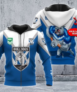 3D Hoodie Canterbury Bankstown Bulldogs Nrl Custom Name 3D All Over Print Zip Up Hoodie Option