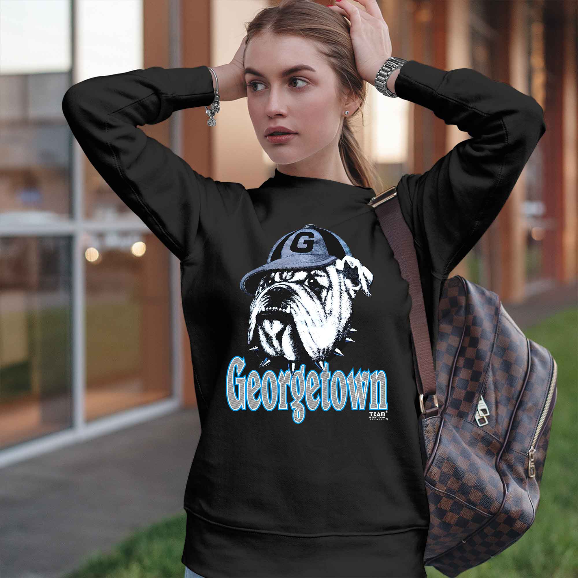 Vintage 90s University Georgetown Hoyas Football Team Mens NCAA Division Georgetown Sweatshirt - Image 3
