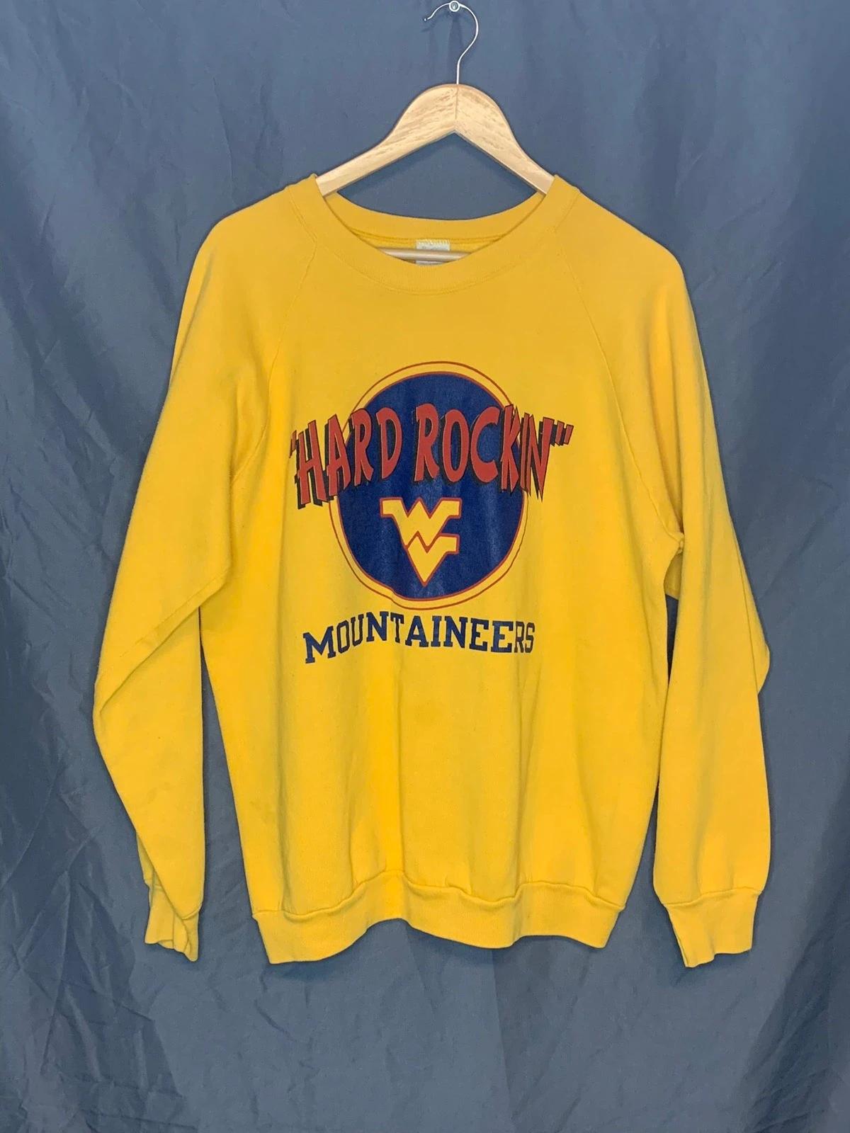 80s Hard Rocking Mountaineers Sweatshirt Vintage Style NCAA Hoodie Sweatshirt Crewneck Sweatshirt Full Size