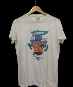 80s NBA Hornets Single Stitch Made In Usa Tshirt Pullover Hoodie Crewneck Sweatshirt Reprinted Full Color Full Size Gifts for NBA Fans