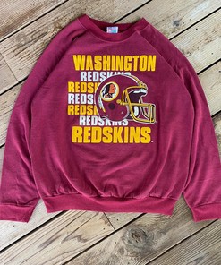 80’s Washington Redskins Tshirt Pullover Hoodie Crewneck Sweatshirt Reprinted Full Color Full Size Gifts For NFL Fans