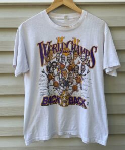 88 Back To Back World Champion LA Lakers Tshirt Sweatshirt Hoodie Crewneck Sweatshirt Pullover Reprinted Full Color Full Size Gifts for NBA Fans