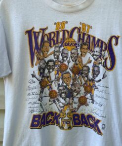 88 Back To Back World Champion LA Lakers Tshirt Sweatshirt Hoodie Crewneck Sweatshirt Pullover Reprinted Full Color Full Size Gifts for NBA Fans