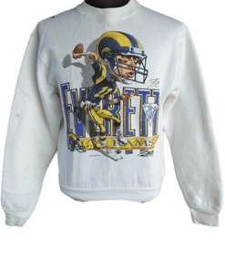 90'S Jim Everett L. A Rams NFL Tshirt Pullover Hoodie Crewneck Sweatshirt Reprinted Full Color Full Size Gifts For NFL Fans