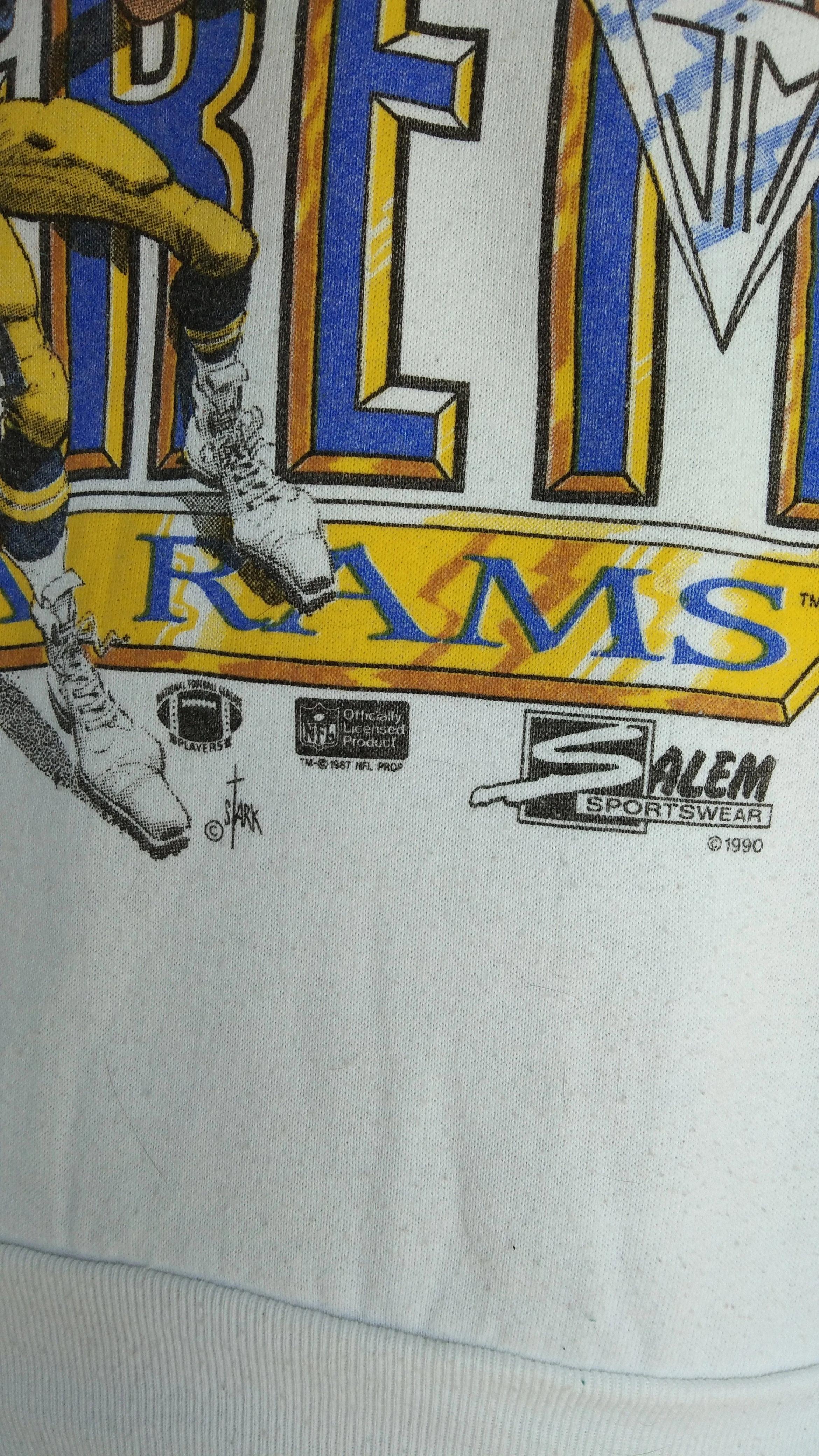 90'S Jim Everett L. A Rams NFL Tshirt Pullover Hoodie Crewneck Sweatshirt Reprinted Full Color Full Size Gifts For NFL Fans - Image 3