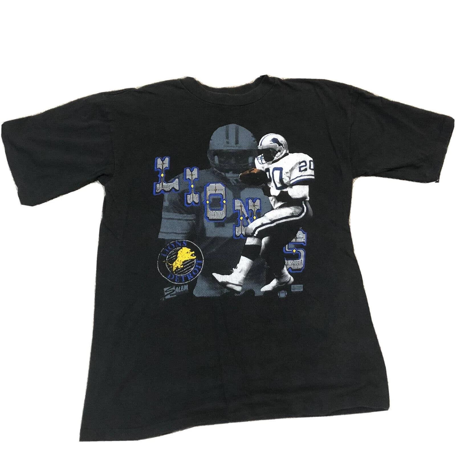 90s Barry Sanders Detroit Lions Tshirt Pullover Hoodie Crewneck Sweatshirt Reprinted Full Color Full Size Gifts For NFL Fans