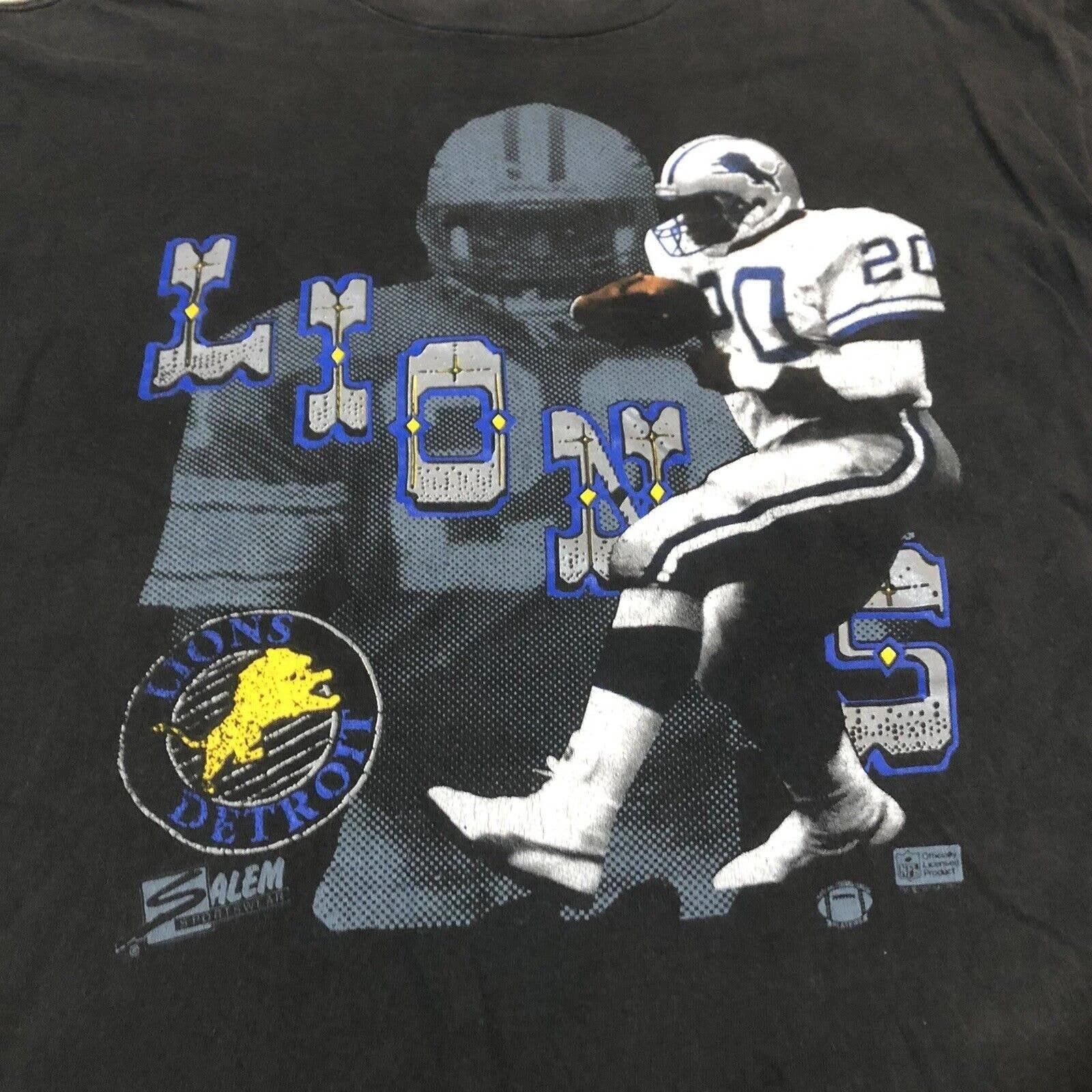 90s Barry Sanders Detroit Lions Tshirt Pullover Hoodie Crewneck Sweatshirt Reprinted Full Color Full Size Gifts For NFL Fans - Image 2