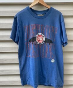 90s Champion Detroit Pistons Tshirt Hoodie Crewneck Sweatshirt Reprinted Full Color Full Size Gifts for NBA Fans