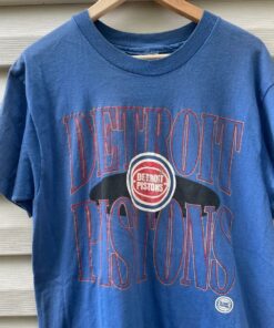 90s Champion Detroit Pistons Tshirt Hoodie Crewneck Sweatshirt Reprinted Full Color Full Size Gifts for NBA Fans