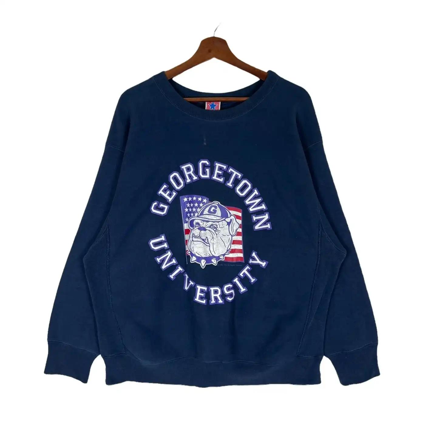 90s Georgetown University Georgetown Hoyas T-Shirt Sweatshirt Pullover Hoodie Reprinted Full Color Full Size Gift For NCAA Fans