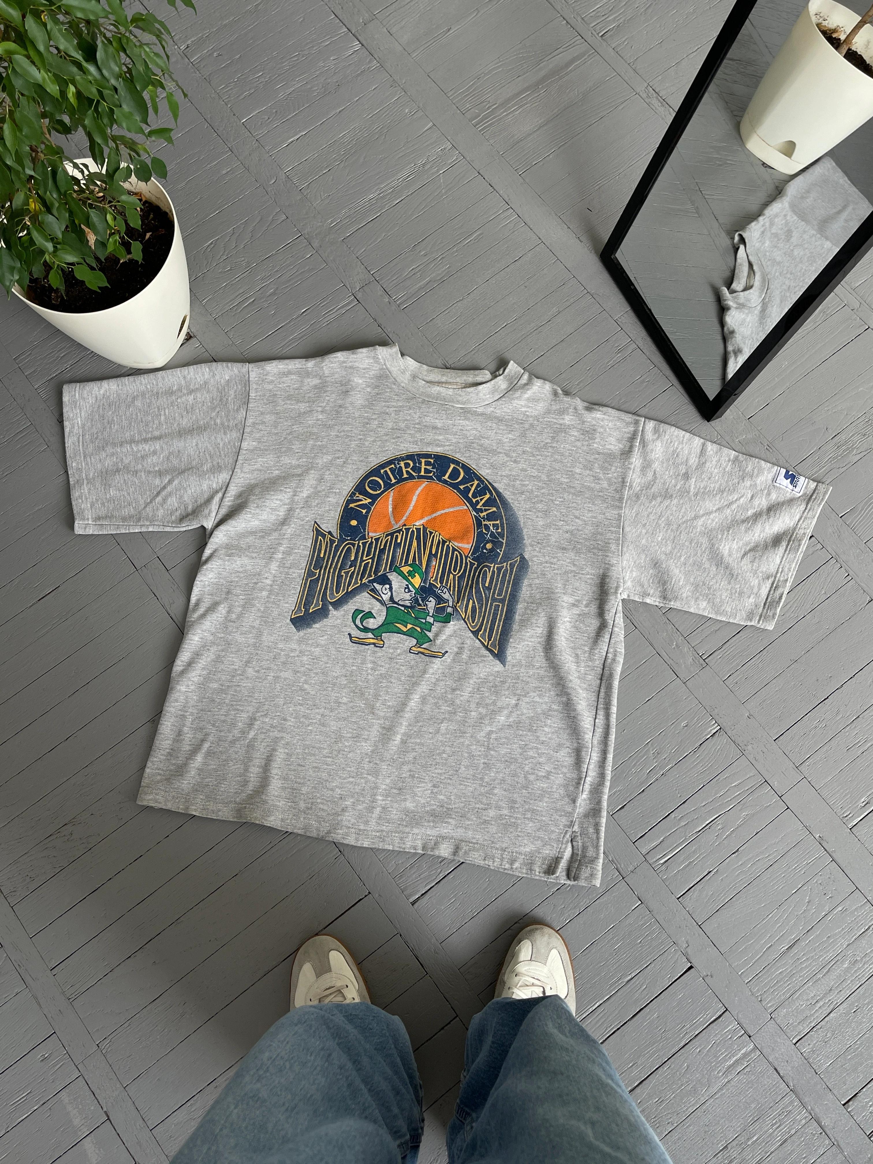 90s NFL Notre Dame Fighting Irish Heavyweight Tshirt Pullover Hoodie Crewneck Sweatshirt Reprinted Full Color Full Size Gifts For NFL Fans