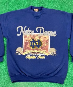 90s Notre Dame Fightin Irish T-Shirt Sweatshirt Pullover Hoodie Reprinted Full Color Full Size Gift For NCAA Fans