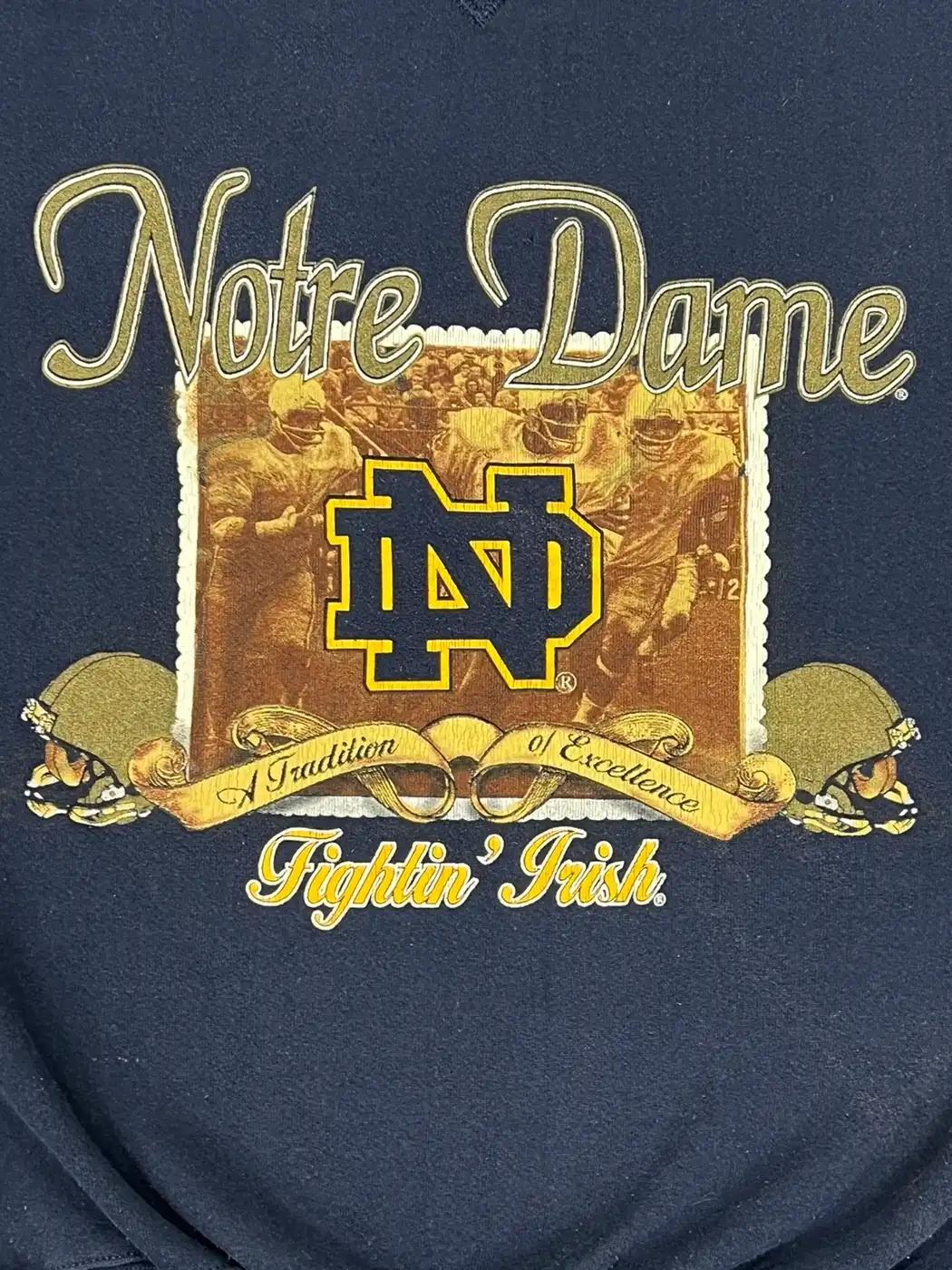 90s Notre Dame Fightin Irish T-Shirt Sweatshirt Pullover Hoodie Reprinted Full Color Full Size Gift For NCAA Fans - Image 2