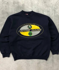90s Notre Dame Fighting Irish NCAA T-Shirt Sweatshirt Pullover Hoodie Reprinted Full Color Full Size Gift For NCAA Fans