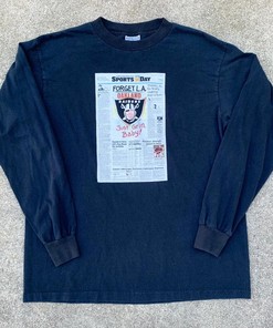 90s Oakland Raiders NFL Newspaper Tshirt Pullover Hoodie Crewneck Sweatshirt Reprinted Full Color Full Size Gifts For NFL Fans