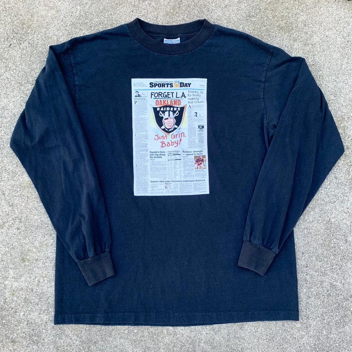 90s Oakland Raiders NFL Newspaper Tshirt Pullover Hoodie Crewneck Sweatshirt Reprinted Full Color Full Size Gifts For NFL Fans