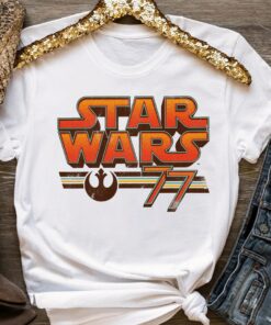 90s Star Wars Super Retro Striped Logo 1977 Graphic Shirt, Unisex T-shirt Family Birthday Gift Adult Kid Toddler Comfort Colors Tee