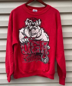 90s University Of Georgia Bulldogs Graphic T-Shirt Sweatshirt Pullover Hoodie Reprinted Full Color Full Size Gift For NCAA Fans