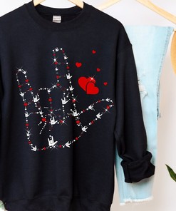 ASL I Love You Sweatshirt, ASL Sweatshirt, ASL Valentine Deaf Sweater, American Sign Language Shirt, Asl Valentine Gifts, Asl Christmas Gift